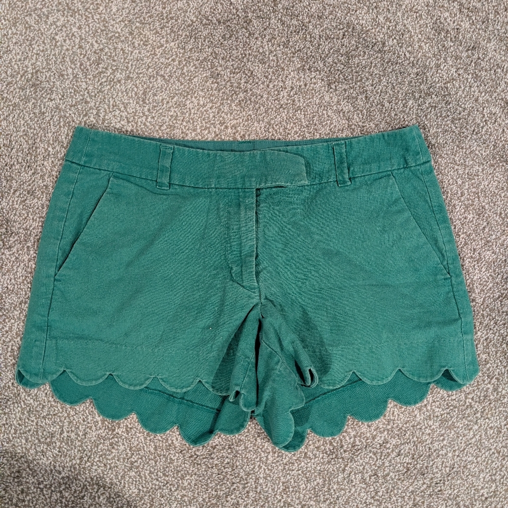 J. Crew Green Scalloped Shorts Size 8